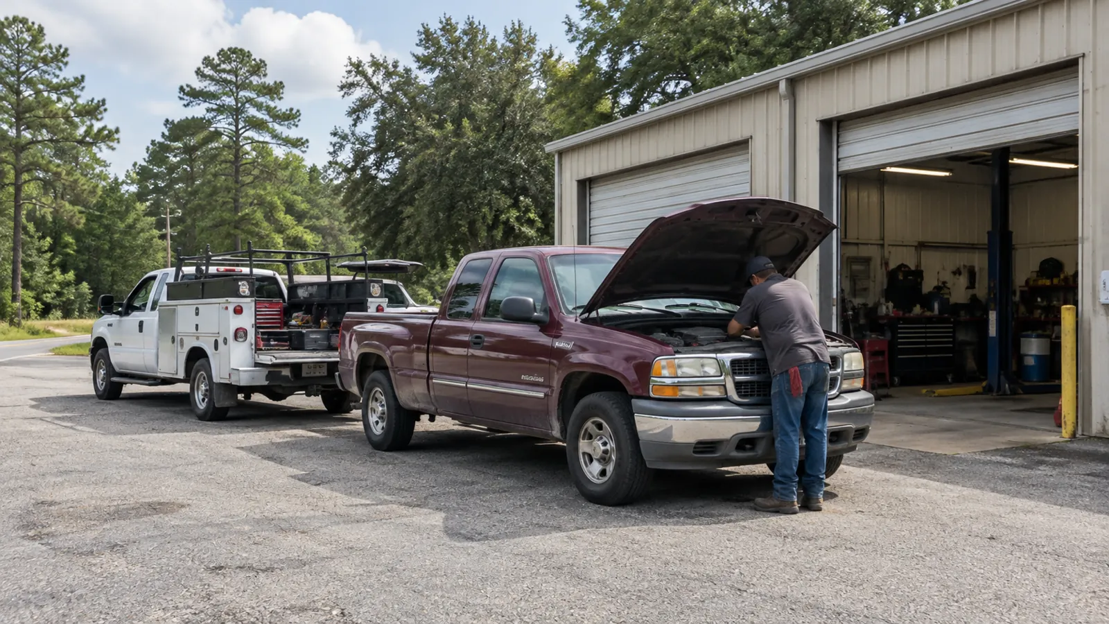 Illustration of mobile mechanic or repair shop in a Louisiana mobile-service setting
