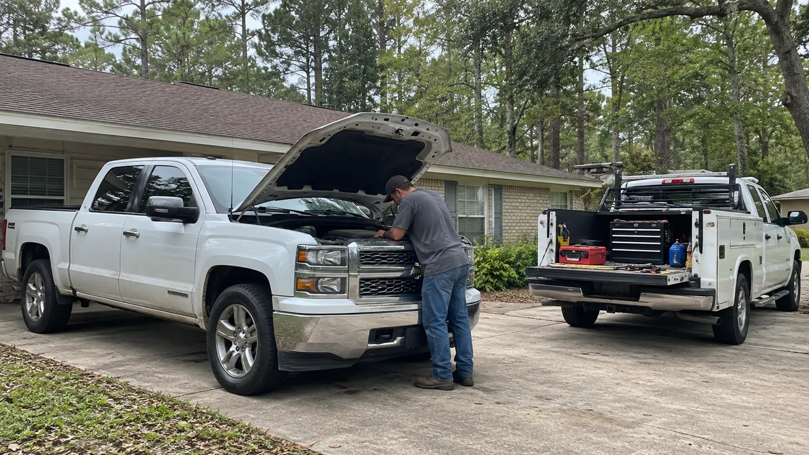 Illustration of mobile mechanic services in a Louisiana mobile-service setting