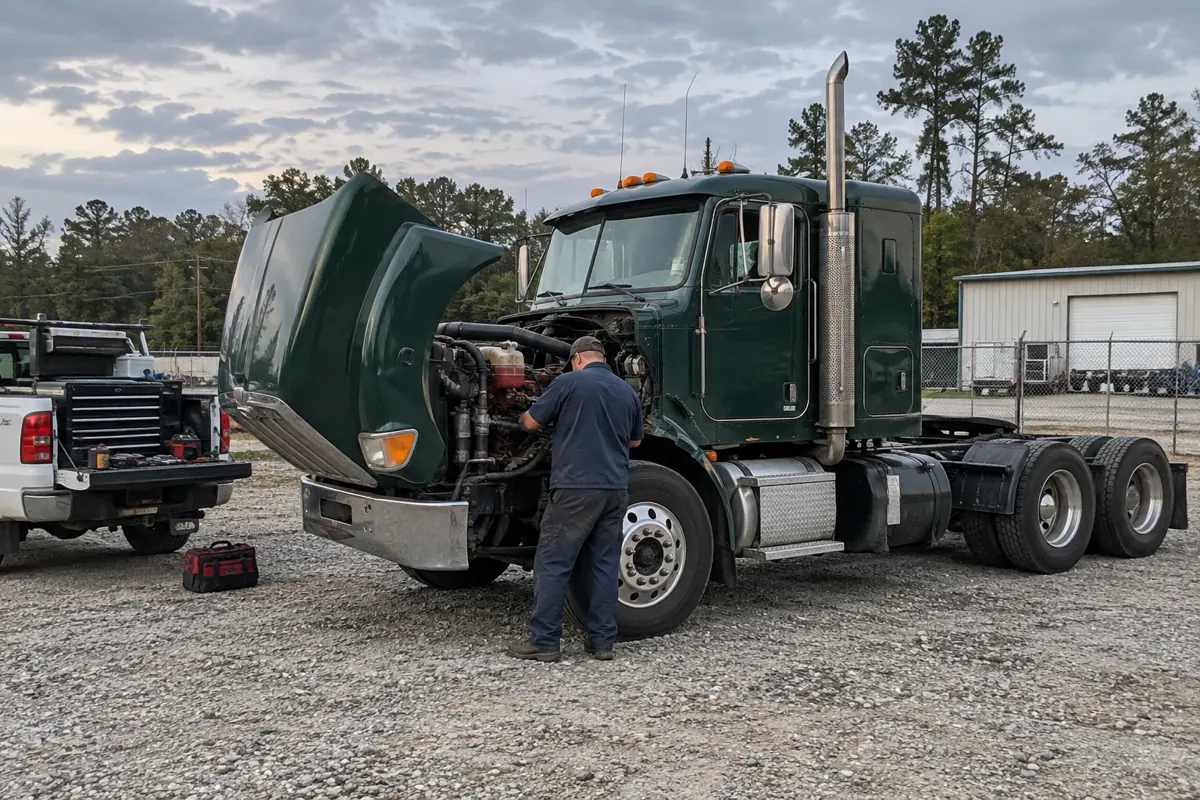 Illustration of how mobile diesel repair works at your location in a Louisiana mobile-service setting