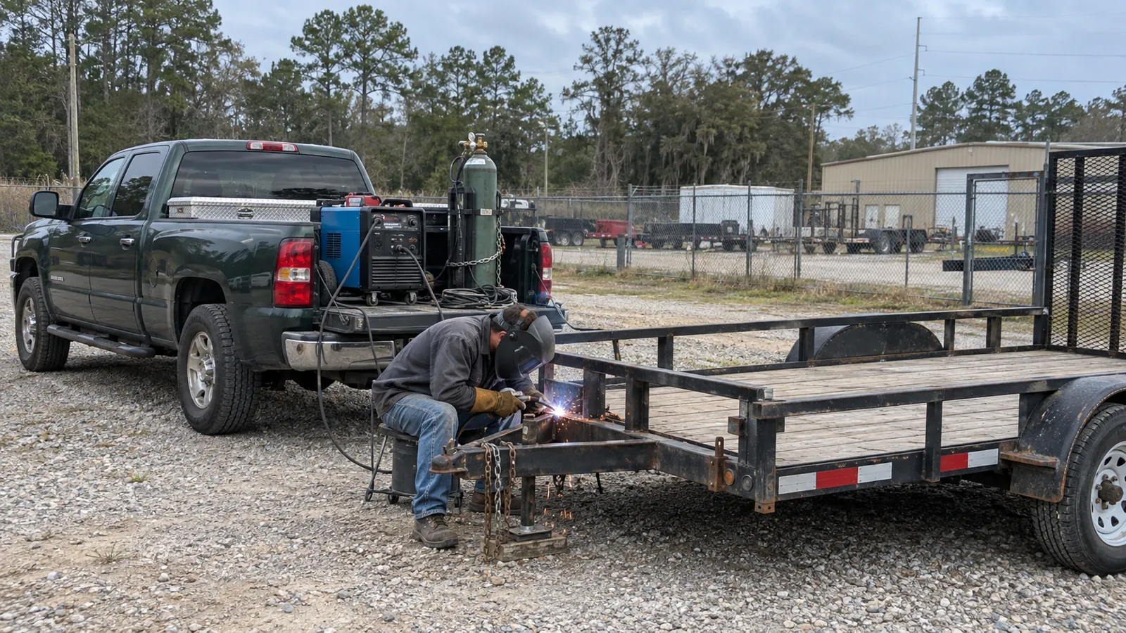 Illustration of mobile welding repair in a Louisiana mobile-service setting